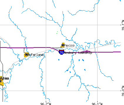Newbury township, KS map