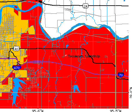 Tecumseh township, KS map