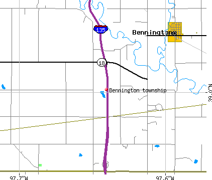 Bennington township, KS map