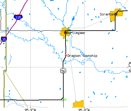 Dragoon township, KS map