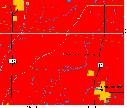 Ten Mile township, KS map