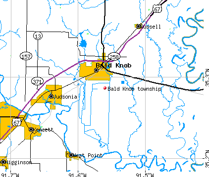 Bald Knob township, AR map
