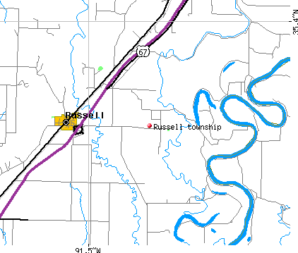 Russell township, AR map