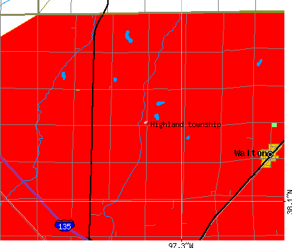 Highland township, KS map