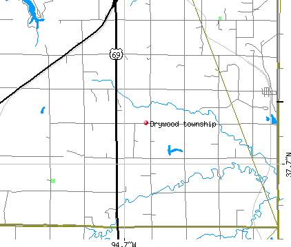 Drywood township, KS map