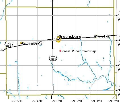 Kiowa Rural township, KS map