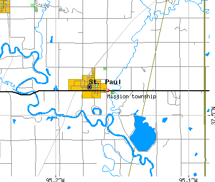 Mission township, KS map