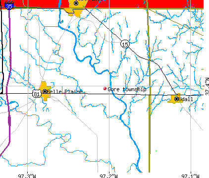 Gore township, KS map
