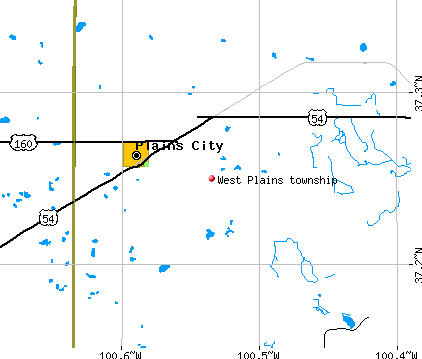 West Plains township, KS map