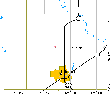 Liberal township, KS map