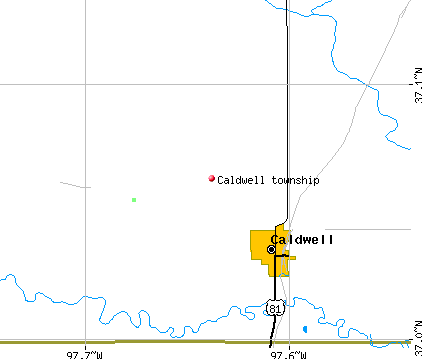 Caldwell township, KS map