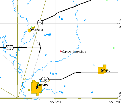 Caney township, KS map