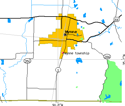 Wynne township, AR map
