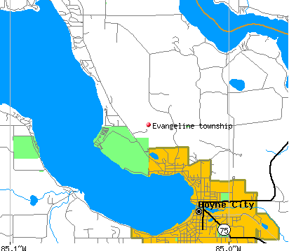 Evangeline township, MI map