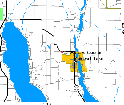 Central Lake township, MI map