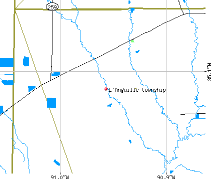 L'Anguille township, AR map