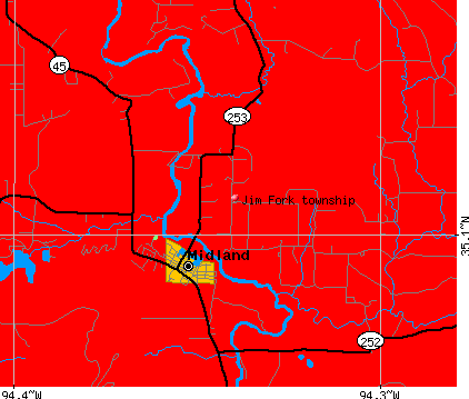 Jim Fork township, AR map