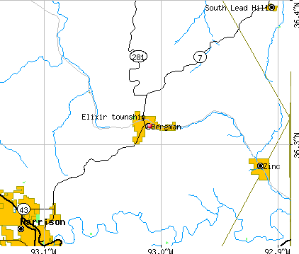 Elixir township, AR map