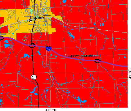 Lapeer township, MI map