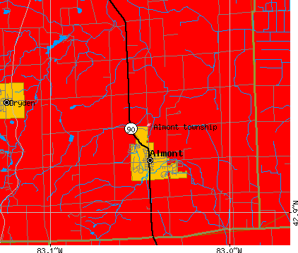 Almont township, MI map