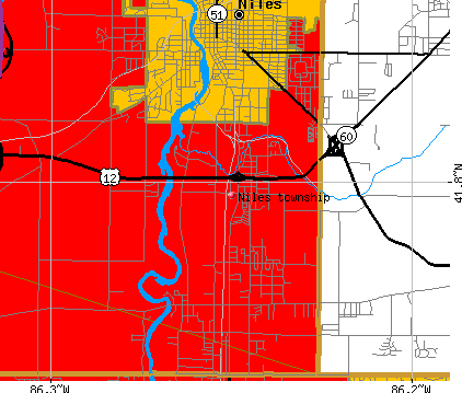 Niles township, MI map