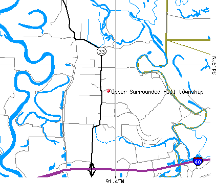 Upper Surrounded Hill township, AR map