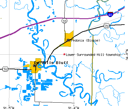 Lower Surrounded Hill township, AR map