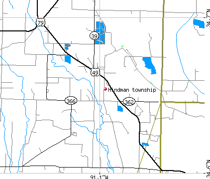 Hindman township, AR map