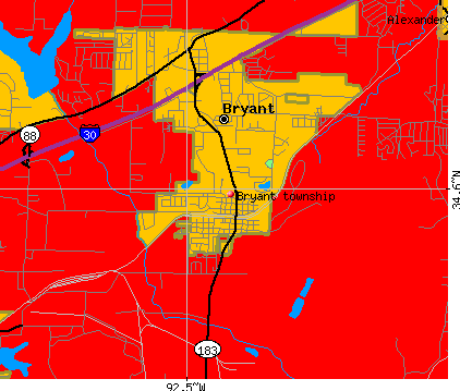 Bryant township, AR map