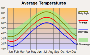 Pine Bush, New York average temperatures