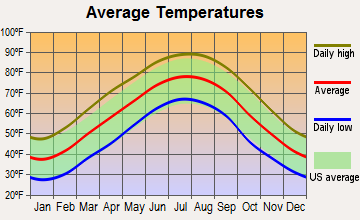 Iron City, Tennessee average temperatures
