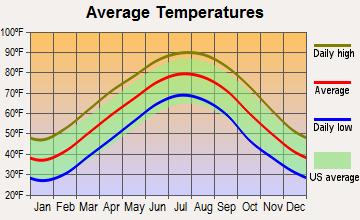 Bolivar, Tennessee average temperatures