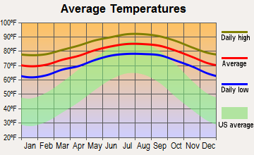 Miami Springs, Florida average temperatures