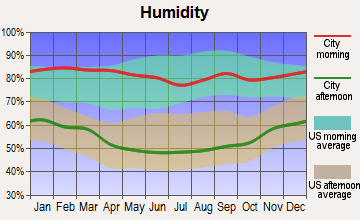 Lake Nacimiento, California humidity