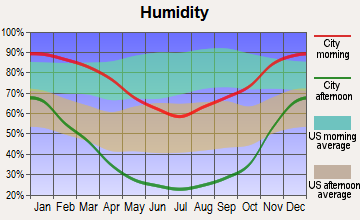 Tulare, California humidity