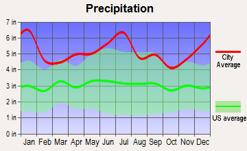 Breaux Bridge, Louisiana average precipitation