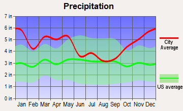 Deville, Louisiana average precipitation