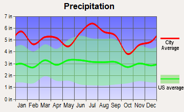 Donaldsonville, Louisiana average precipitation