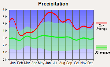 Hackberry, Louisiana average precipitation