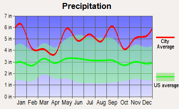 Mermentau, Louisiana average precipitation