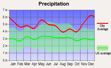Merryville, Louisiana average precipitation
