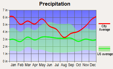 North Hodge, Louisiana average precipitation