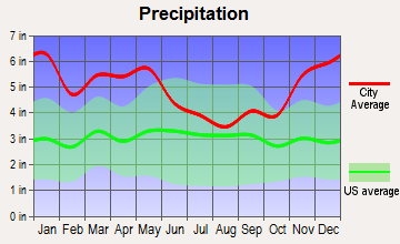 Plaucheville, Louisiana average precipitation
