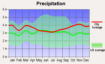 Revere, Massachusetts average precipitation