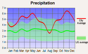 Glenwood, Arkansas average precipitation