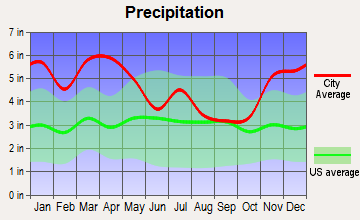 Ridgeland, Mississippi average precipitation
