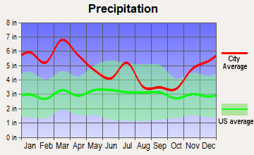 Meridian, Mississippi average precipitation