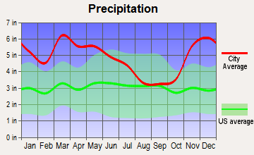 Water Valley, Mississippi average precipitation