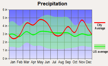 Lead Hill, Arkansas average precipitation