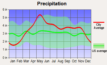 Cole Camp, Missouri average precipitation